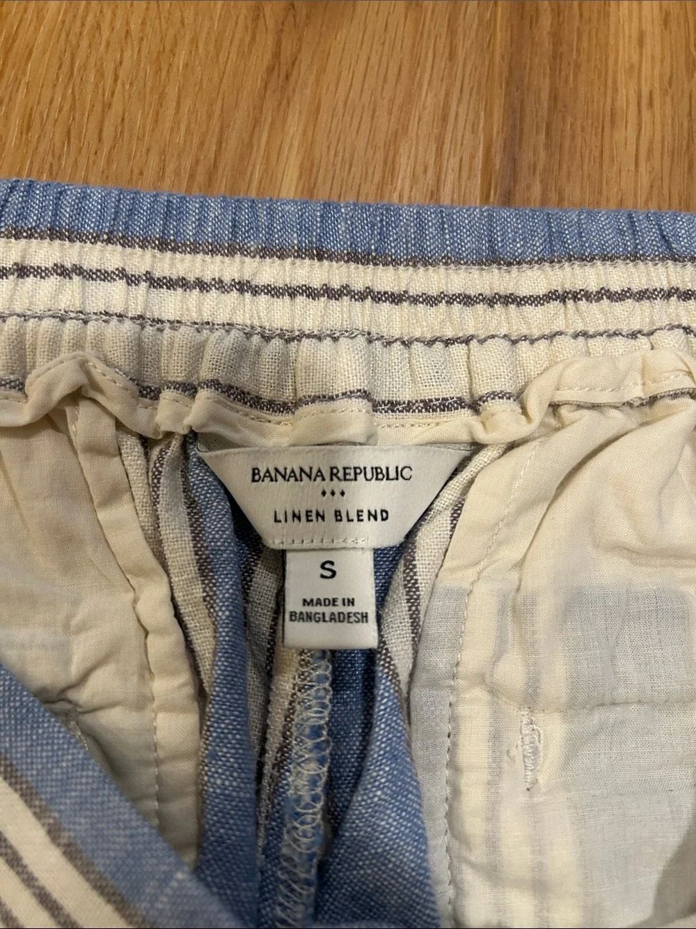 Banana Republic - Linen Blend, Wide Leg, Striped Crop Pants